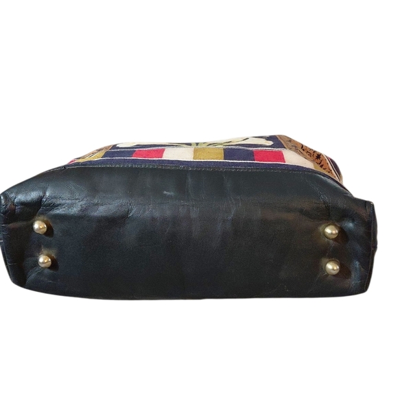 MOO ROO Charleston Black Floral Canvas Bag Tote - Picture 6 of 9